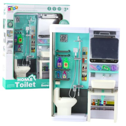 Dětská koupelna hračka: sprcha, umyvadlo, toaleta - světla, zvuky, příslušenství