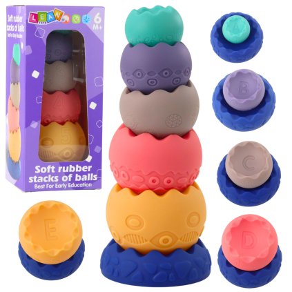 Edukativní Set Měkké Věžové Kuličky s Čísly – Multismyslová Hračka pro Děti 6m+