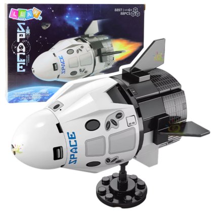 Konstrukční Stavebnice: Bílý Vesmírný Raketoplán s Podstavcem (88 dílků)