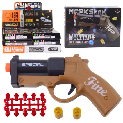 MARKSMAN FINE Dětská Mini Pistole s Plastovými Náboji a Nábojnicemi, 13,5 cm