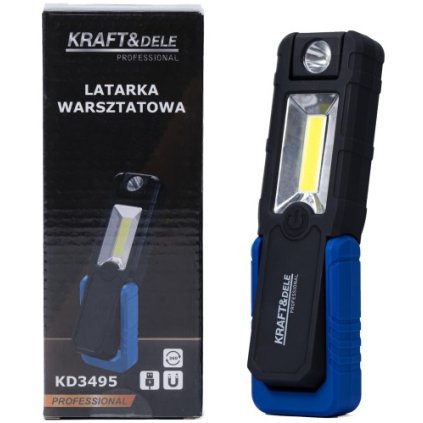 KRAFT&DELE LED svítilna 250lm, 5 W cob, USB nabíjení, magnetická, gumová konstrukce