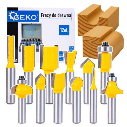 72333 tvarove frezy na drevo 12 ks 8 mm geko 20