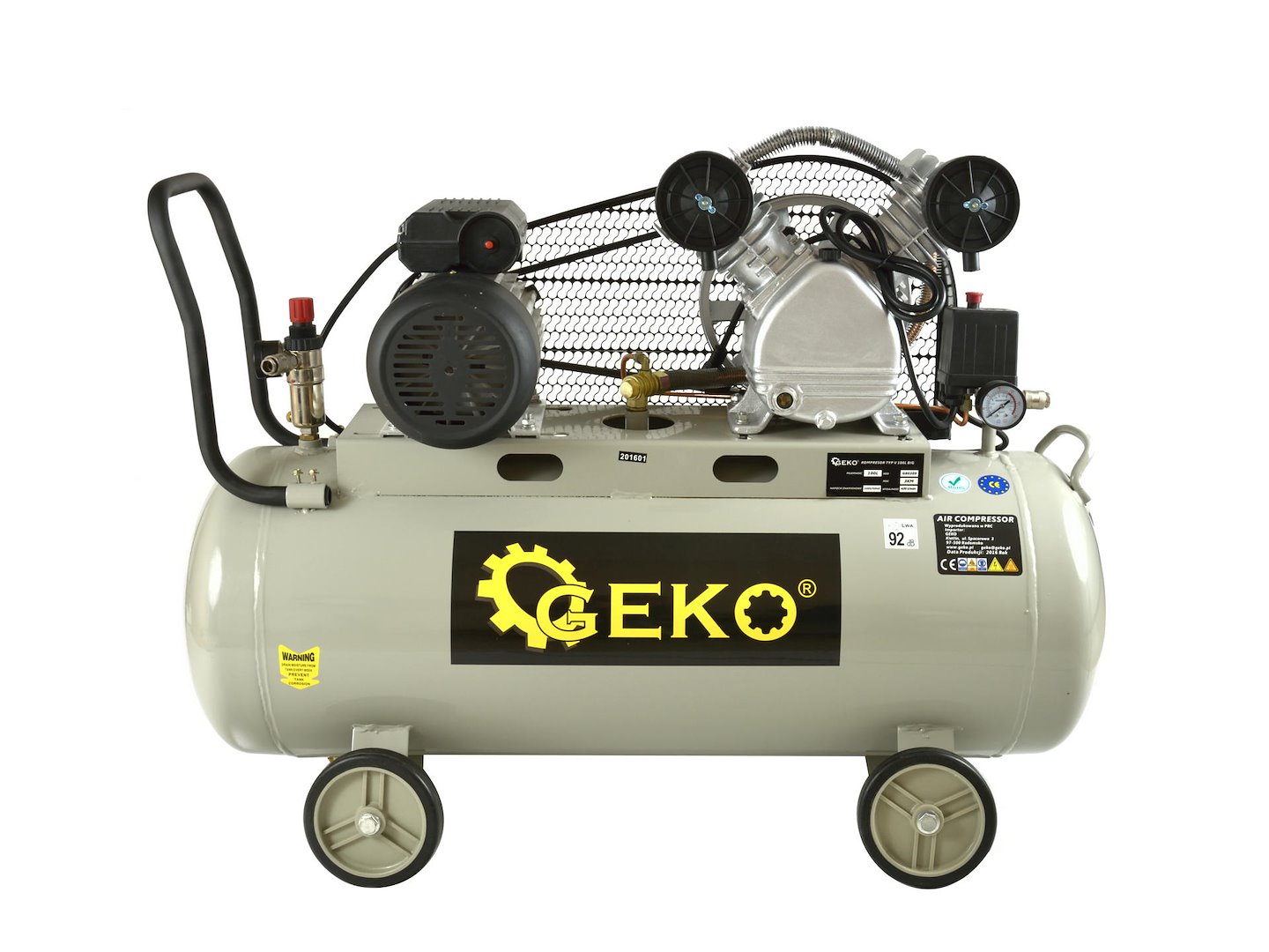 Kompresor typ V 100 l Big Geko – přípojky a ventily