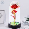 Věčná Růže ve Skleněné Kopuli s LED Osvětlením a Motýlem Červená 21x11cm