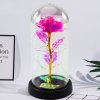 Věčná Krystalová Růže v Kopuli s LED Osvětlením Růžová 21x11cm