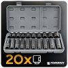 Sada rázových hlavic HEX 1/2" 20 ks 10-19mm Cr-V