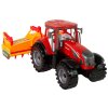 Červený traktor s kultivátorem a třecím pohonem