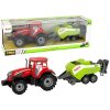 Červený Zemědělský Traktor se Zeleným Secím Strojem Pohon Třením