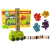 Dinosauří auto na baterie skládající barevné domino - zelené, 4 barvy kostek