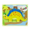 Dřevěné Puzzle Dinosaur Stegosaurus Žlutý Oviraptor Žlutý