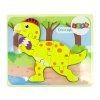 Dřevěné Puzzle Dinosaur Stegosaurus Žlutý Oviraptor Žlutý