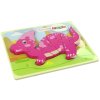 Dřevěné Puzzle Dinosaurus Koritozaurus Růžový Spinosaurus Fialový