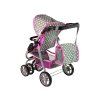 Kočárek pro panenky 2 v 1 Růžový s Taškou a Hvězdičkami