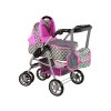 Kočárek pro panenky 2 v 1 Růžový s Taškou a Hvězdičkami
