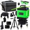 Laserová Vodováha Plošná 4D 16 Linií Taška 2 Akumulátory Zelená
