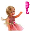 Panenka V Šatičkách s Mašličkou Dlouhé Vlasy Růžový Hřebínek 38cm