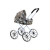 Skládací Kočárek Pro Panenky Velká Kola Hvězdičky Mráčky Šedý 60cm