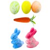 Velikonoční Dekorace v Košíčku Zajíčci Vajíčka Mrkvička 6ks