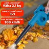 🍂⚡3v1 Aku fukar, drtič a vysavač listí – 24V,  baterie 4Ah Li-Ion, 300 km/h