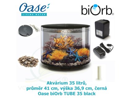 3343 7349 akvarium 35 litru prumer 41cm vyska 36 9cm cerna oase biorb tube 35 led black (1)