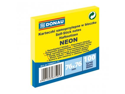 DO601111 Blocek Donau neonovy 76x76mm zlty