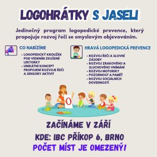 ✨ LOGOHRÁTKY – poslední 3 místa! ✨ Jedinečné propojení logopedické prevence a smyslového hraní. 💬👐 Děti si během 10 lekcí...