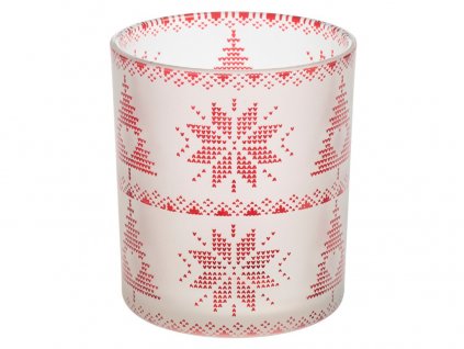 Yankee Candle Red Nordic Frosted Glass Svícen na votivní, čajovou svíčku