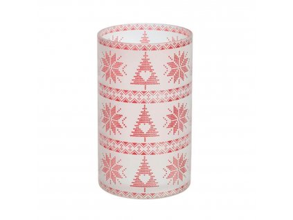 Yankee Candle skleněný svícen na velkou a střední svíčku Red Nordic Frosted