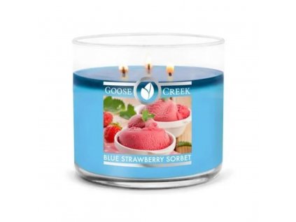 blue strawberry sorbet 3 docht kerze 411g