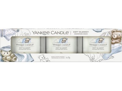 Yankee Candle Sada Votivní svíčky ve skle Soft Blanket, 3 x 37 g