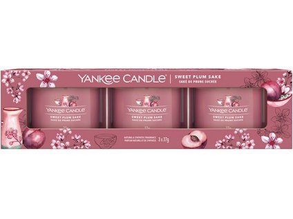 Yankee Candle Sada Votivní svíčky ve skle Sweet Plum Sake, 3 x 37 g