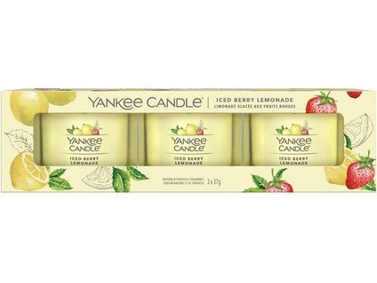 Yankee Candle Sada Votivní svíčky ve skle Iced Berry Lemonade, 3 x 37 g