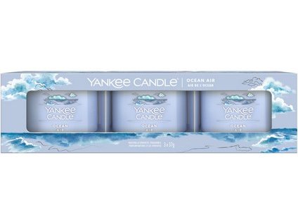 Yankee Candle Sada Votivní svíčky ve skle Ocean Air, 3 x 37 g