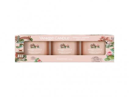 Yankee Candle Sada Votivní svíčky ve skle Tranquil Garden, 3 x 37 g