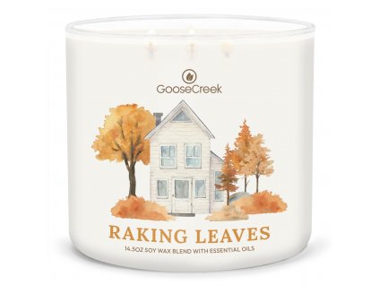 raking leaves 3 docht kerze 411g