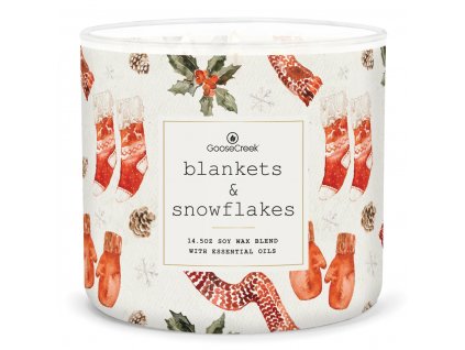 blankets snowflakes 3 docht kerze 411g