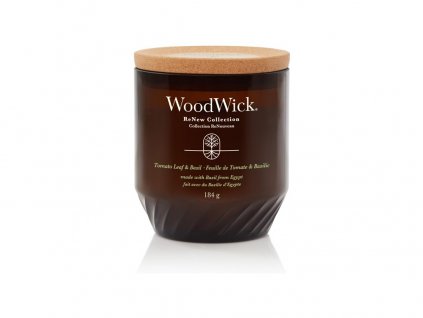 WoodWick ReNew svíčka střední Tomato Leaf & Basil, 184 g