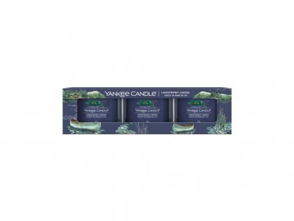 Yankee Candle Sada Votivní svíčky ve skle Lakefront Lodge, 3 x 37 g