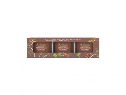 Yankee Candle Sada Votivní svíčky ve skle Praline & Birch, 3 x 37 g