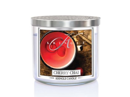 kringle candle cherry chai silver lid american heritage 2