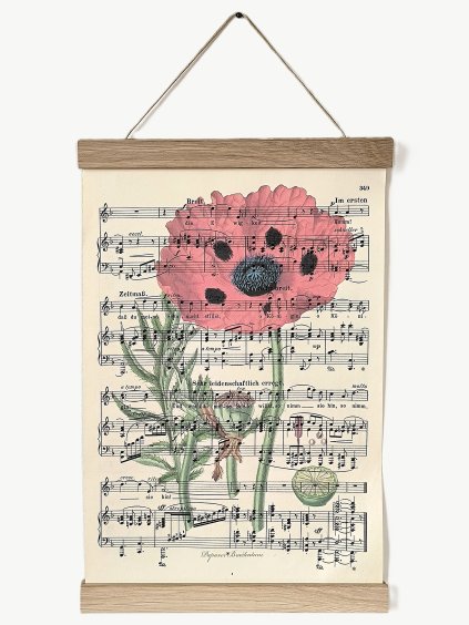 Tisk na starém notovém papíře VLČÍ MÁK