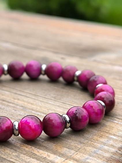 Náramek z minerálů TYGŘÍ OKO Magenta