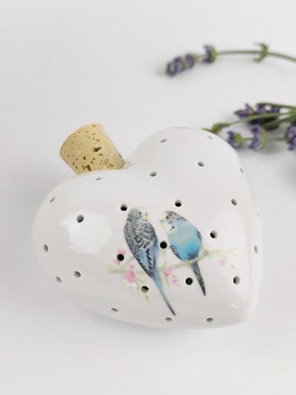 Voňavé porcelánové srdíčko plněné levandulí Andulky