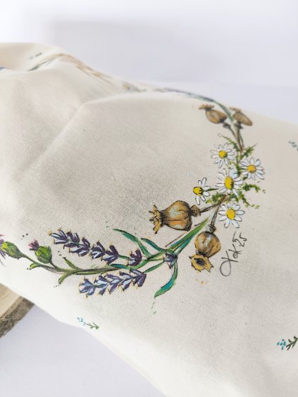 Plátěný pytlík na pečivo Polní kvítí