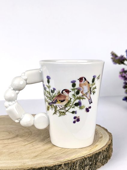 Porcelánový hrníček Stehlíci