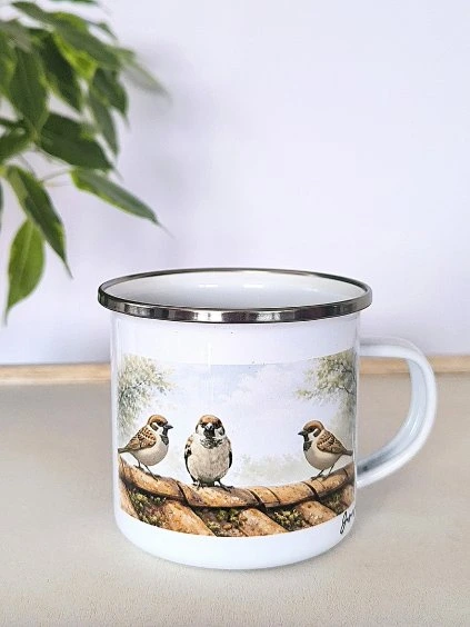 Hrnek plecháček VRABCI