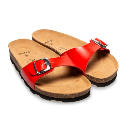 červené korkové pantofle 343