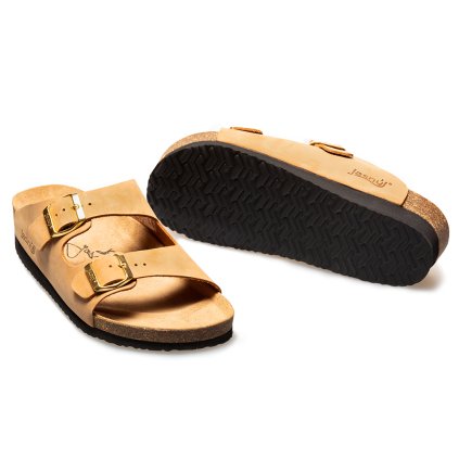 koňakové béžové korkové pantofle121