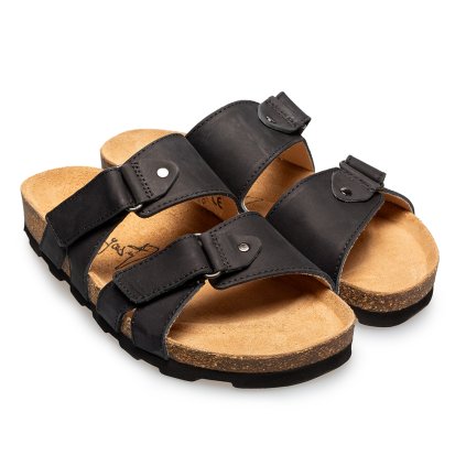 černé pantofle na suchý zip 328