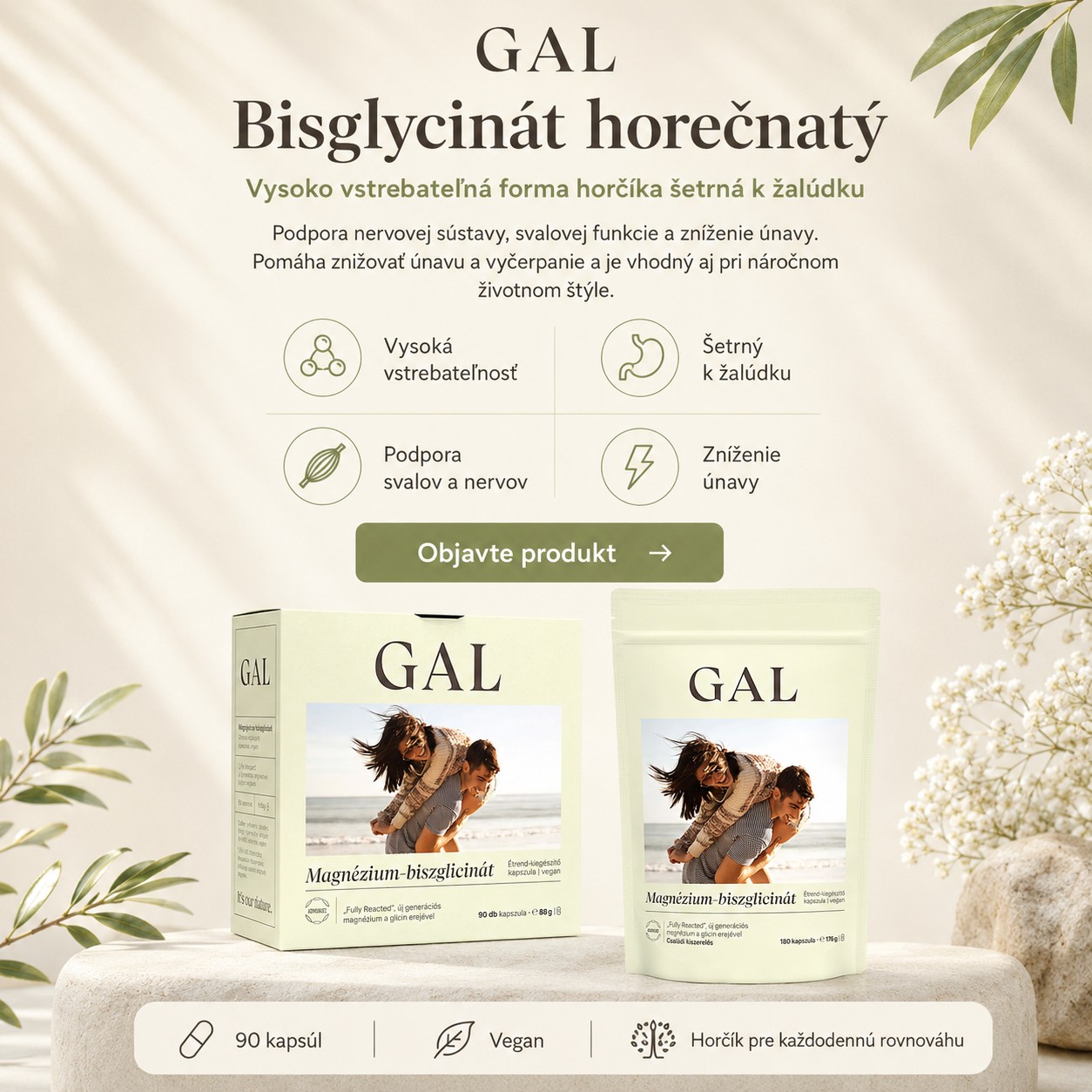 GAL Bisglycinát horečnatý (90 kapsúl), 84g